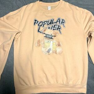 Unisex crew neck long sleeve sweatshirt size L Tan